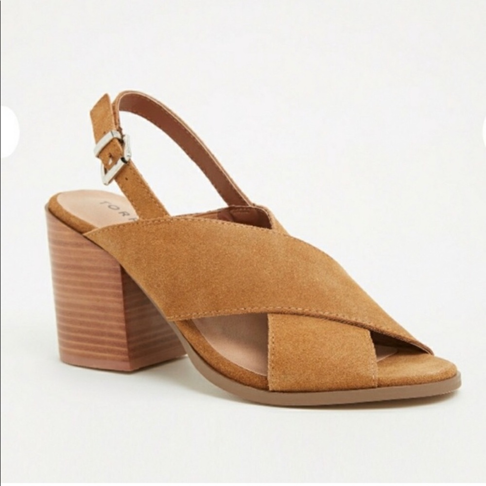Torrid Genuine suede cris cross block heels
